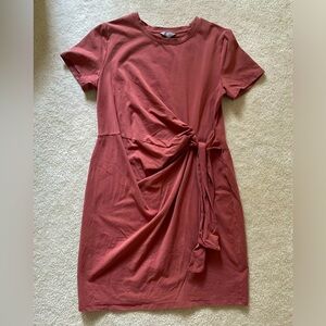 Crew-Neck Short Sleeve Dress With Front Tie - Thyme Maternity